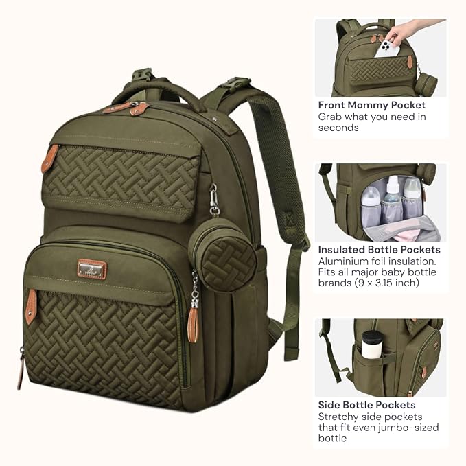 BabbleRoo Diaper Bag Backpack, Travel Backpack - Image 5