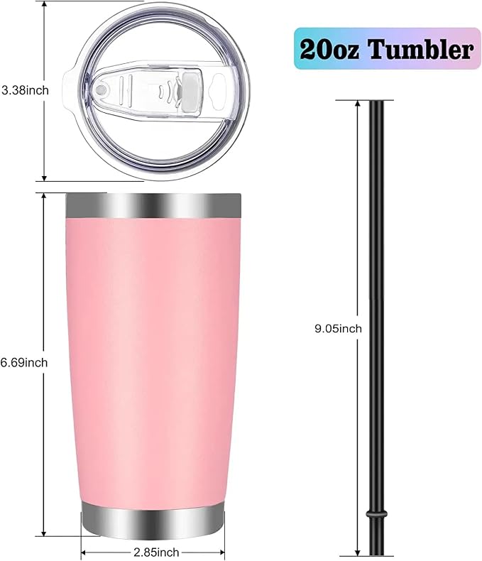 VEGOND 20oz Tumbler with Lid and Straw Stainless Steel Tumbler Cup Vacuum - Image 4