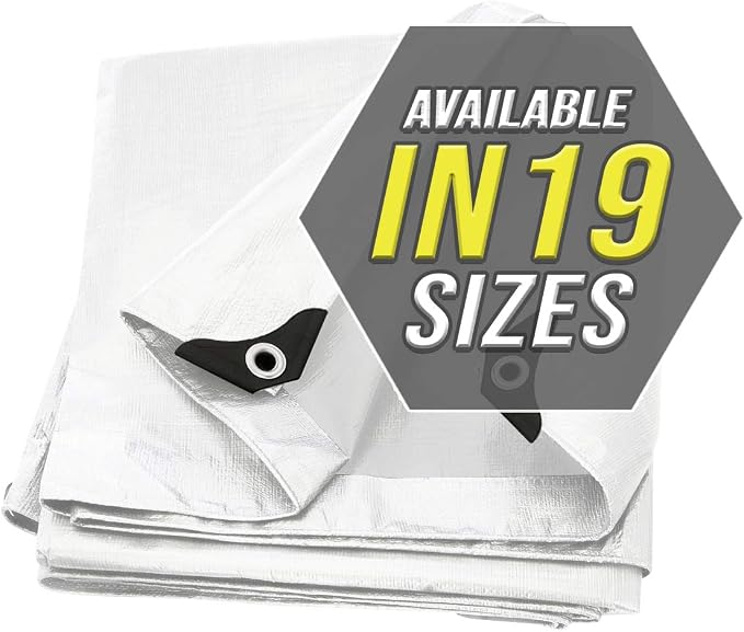 Tarp Cover White 2-Pack Heavy Duty 8X10 Thick Material, Waterproof, RV Or Pool - Image 2