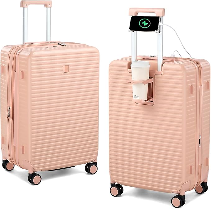 24 Inch Check in Luggage with Spinner Wheels, Hard Shell Suitcases Travel by HanTrip