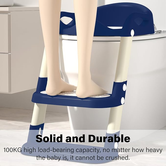Potty Training Seat with Step Stool Ladder, Adjustable Foldable Potty Seat - Image 4