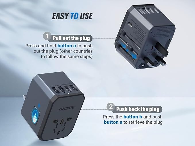 EPICKA Universal Travel Adapter, European Travel Plug Adapter - Image 3