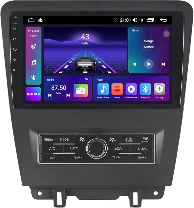 ASURE 2+64GB Car Stereo Radio for Ford Mustang 2010-2014, 10.1 inch 4Core by ASURECarStereo