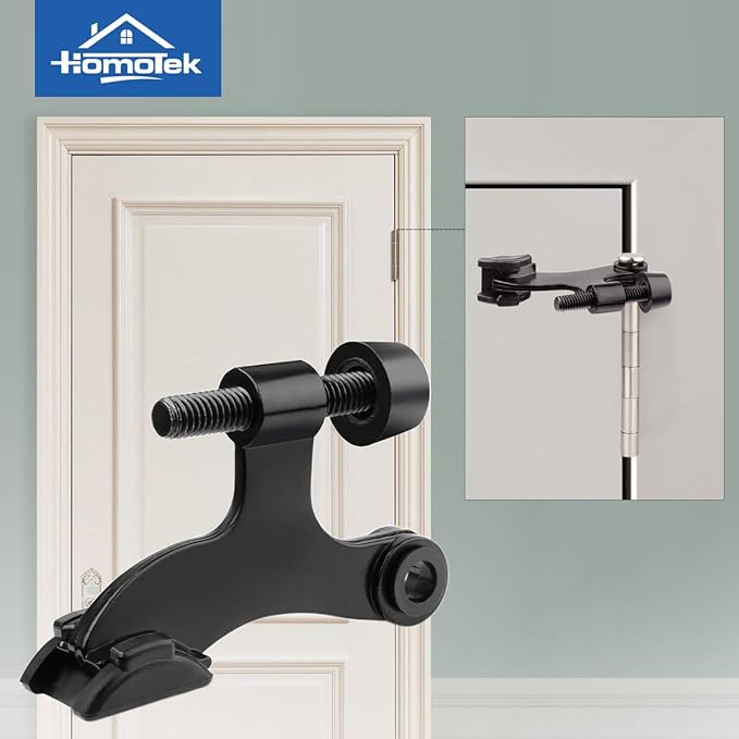 HOMOTEK 4 Pack Hinge Pin Black Door Stopper, Adjustable Deluxe Heavy Duty Door - Image 5