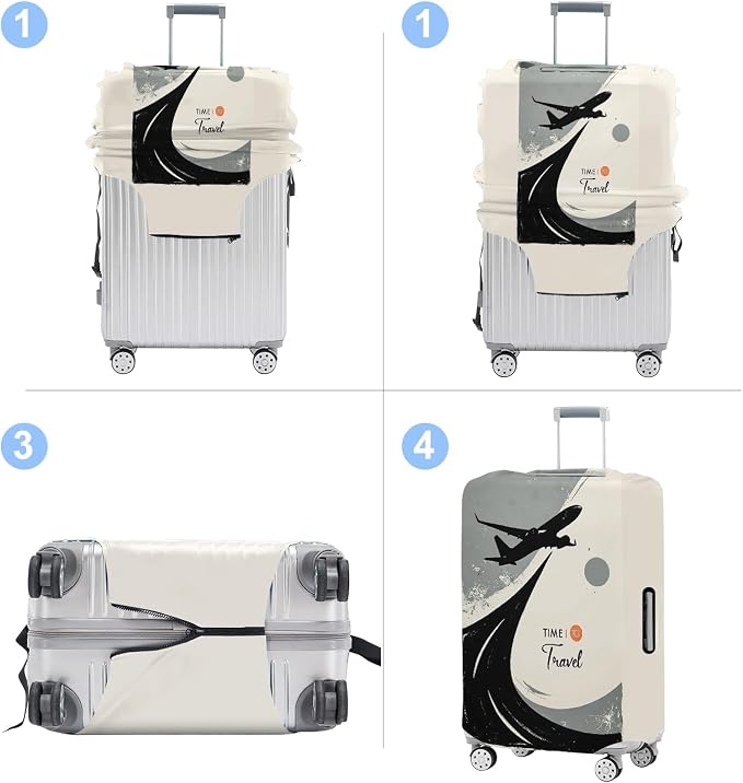 Suitcase Cover with Time to Travel Design, Luggage Protector, Fit - Image 5