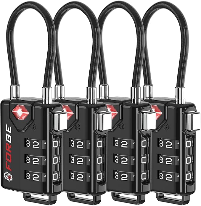 TSA Approved Cable Luggage Locks, Re-settable Combination by Forge
