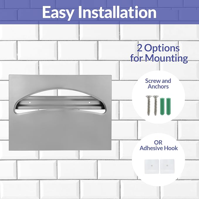 Stainless Steel Toilet Seat Cover Dispenser, Wall Mount Single or 1/2 Fold - Image 5