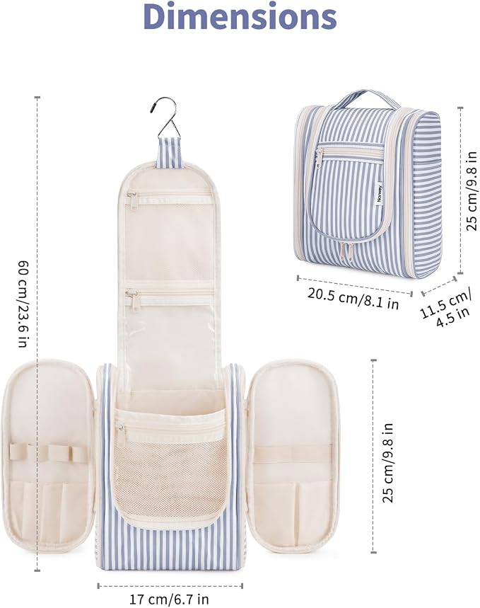 Narwey Small Striped Hanging Travel Toiletry Bag - Image 6