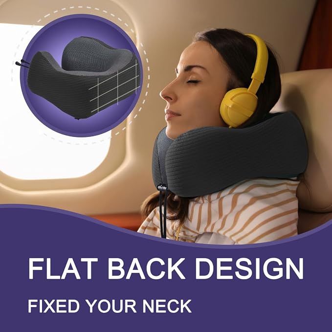 napfun Neck Pillow for Traveling, Upgraded Travel Neck Pillow for Airplane 100% - Image 4