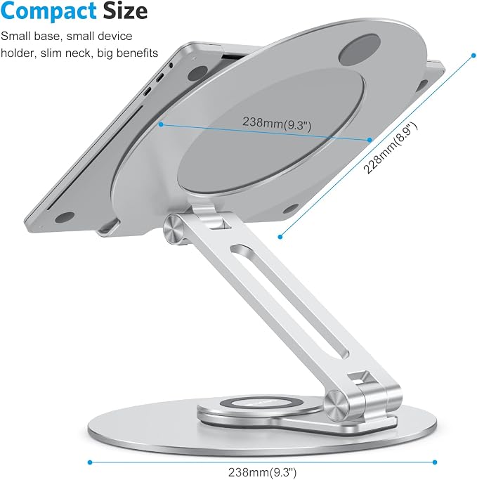 Adjustable Laptop Stand with 360 Rotating Base, OMOTON Ergonomic Laptop Riser - Image 6