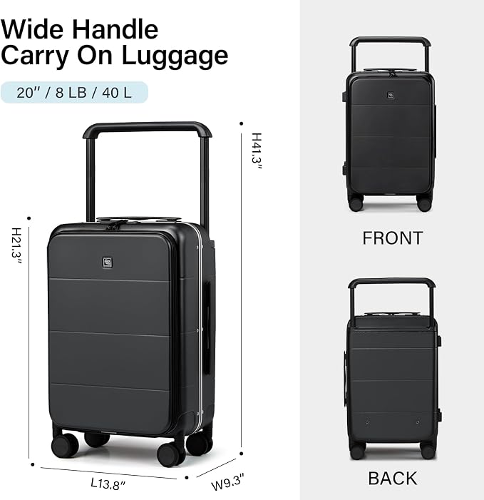 Hanke Top Opening Carry On Luggage, 20 Inch Zipperless Aluminum Frame Wide - Image 6
