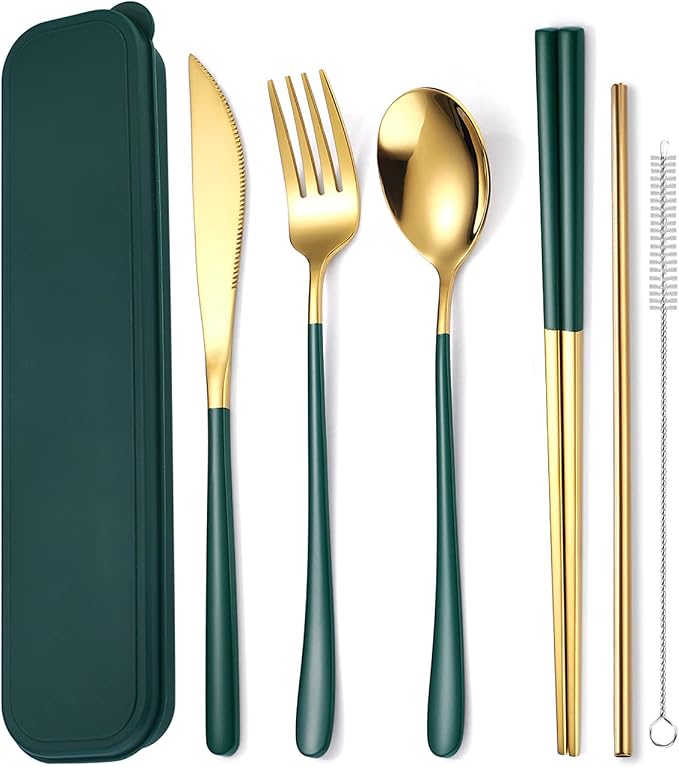 AARAINBOW 6 Pieces 18/8 Stainless Steel Flatware Set Portable Reusable Cutlery by AARAINBOW