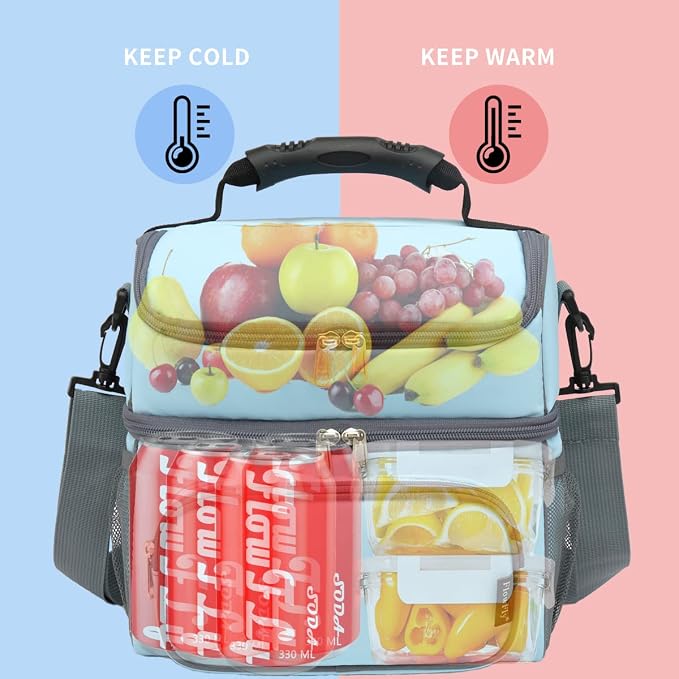 FlowFly Double Layer Cooler Insulated Lunch Bag Adult Lunch Box Large Tote Bag - Image 2