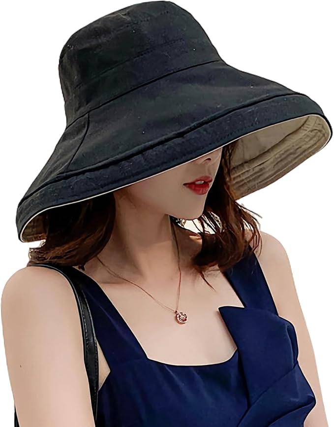 Women Wide Brim Sun Hats Metal Wired Edge Summer UV Protection Beach Fishing Hat by HUAMULAN