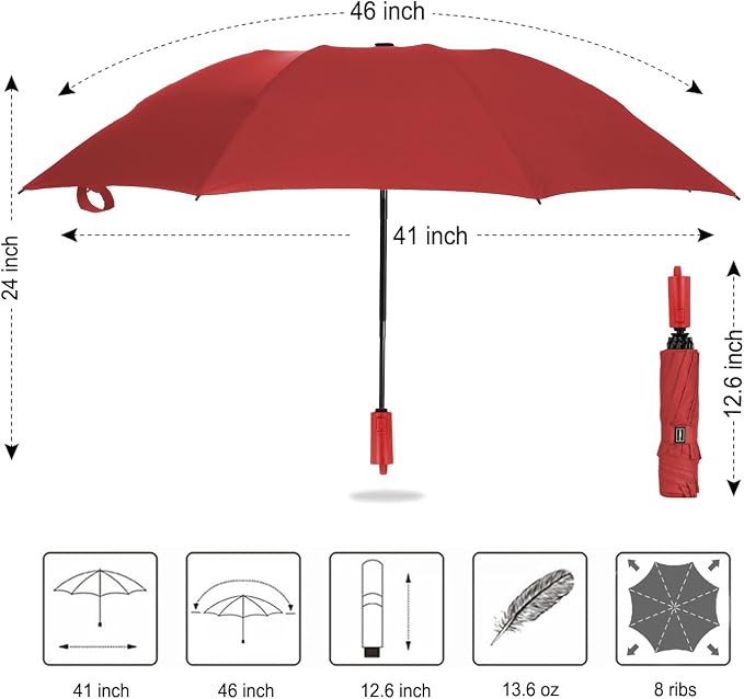 LANBRELLA Compact Reverse Folding Umbrella Auto Windproof Travel Umbrella - Image 6