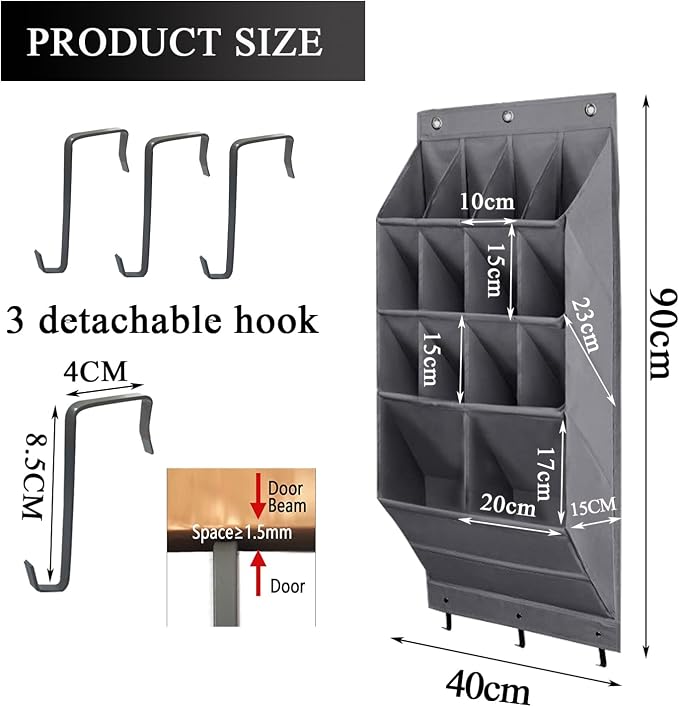 Over the Door Shoe Organizer, 14 Pockets Hanging Shoe Storage Rack - Image 2