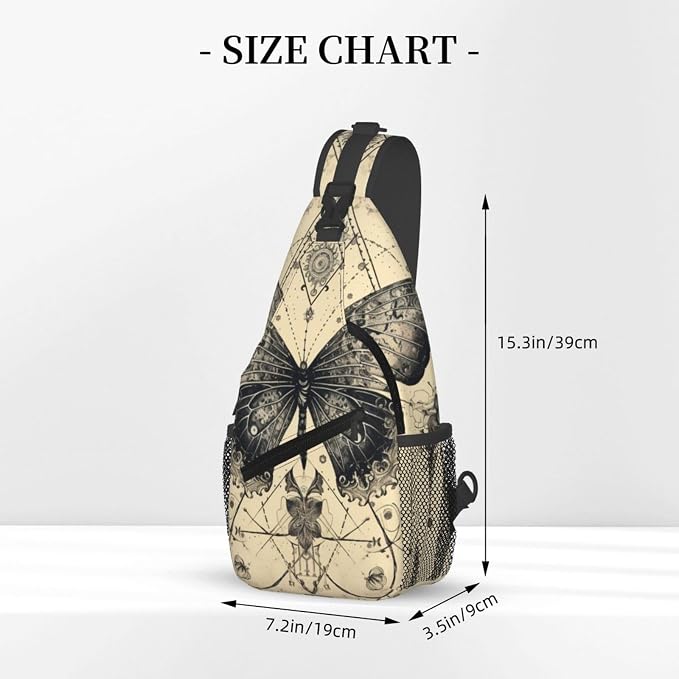 SUPLUCHOM Sling Bag Butterfly Goth Vintage Tarot Hiking Daypack Crossbody - Image 3