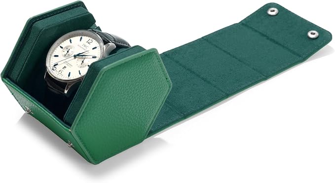 Oirlv Luxury Hexagonal Leather Watch Travel Case Single Watch Box - Image 9