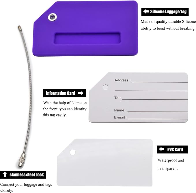 7 Pack Silicone Luggage Tag Baggage Handbag Travel Suitcase Tags - Image 4