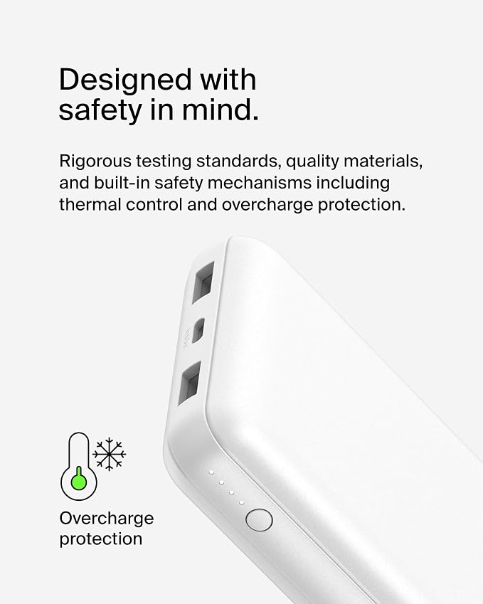 Belkin Portable Charger, USB C Power Bank 20000 mAh w/ 1xUSB-C Port & 2xUSB-A - Image 10