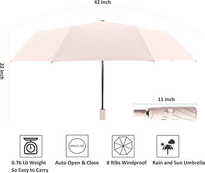 BAODINI Small UV Protection Travel Umbrella Compact - Image 5