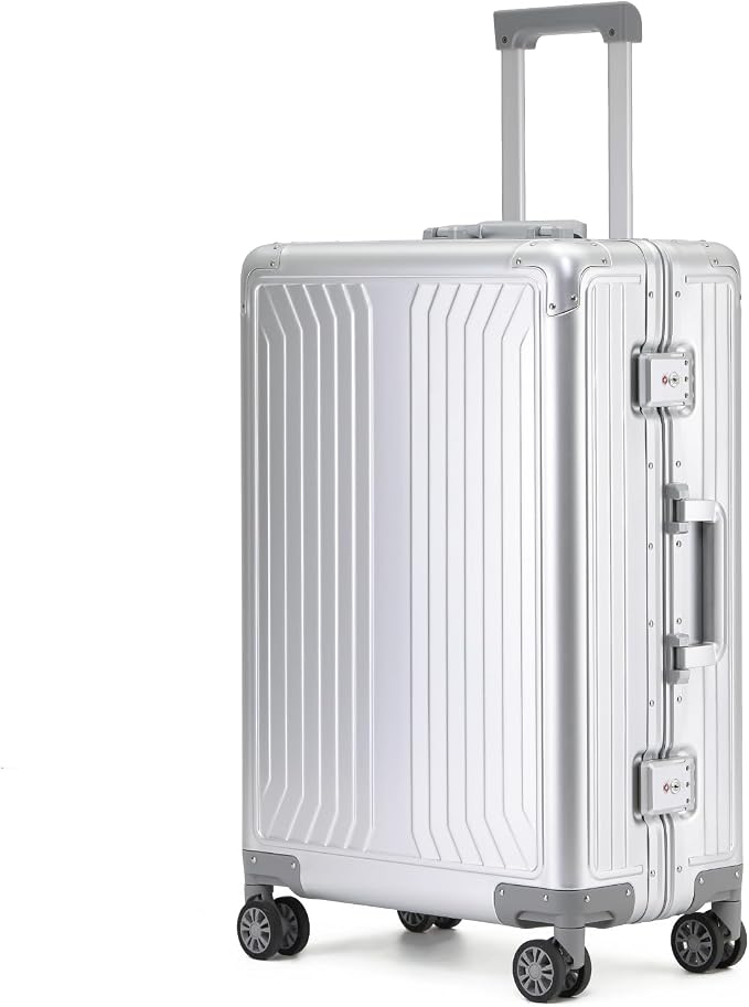 Metal all aluminum carry-on suitcase 20 "hard face, TSA lock and rotating wheel by XZSP+AISU