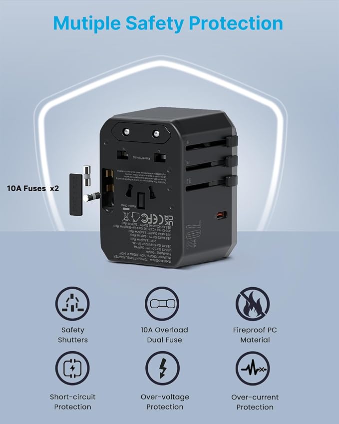 Universal Travel Adapter, VINTAR 70W GaN International Power Adapter - Image 6