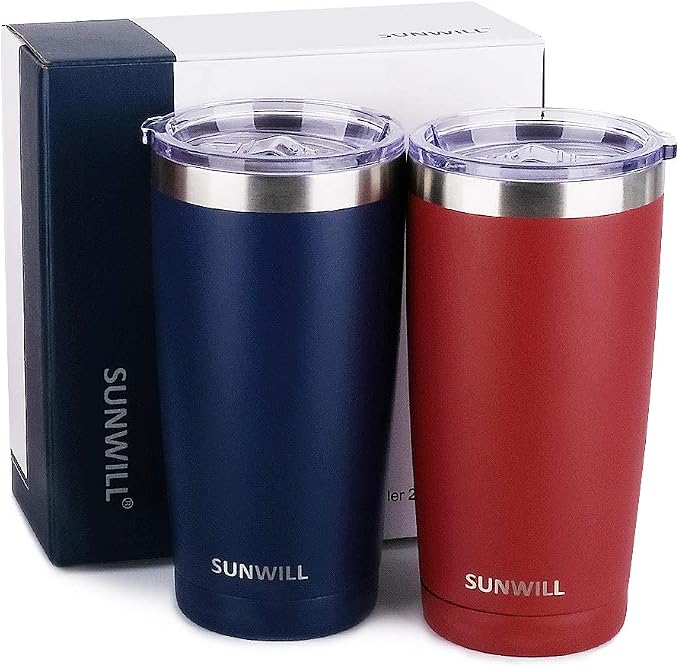 SUNWILL Travel Coffee Mug with Lid, 20 oz Tumbler Set of 2, Insulated Stainless - Image 4