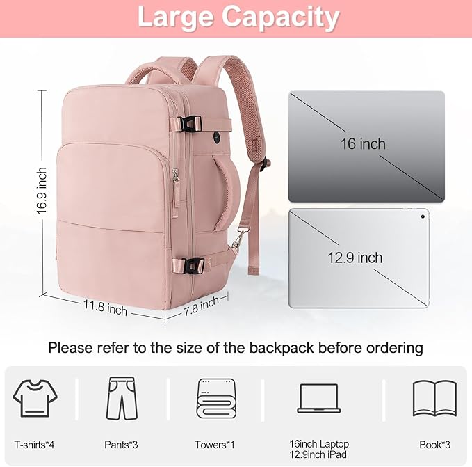 Travel Backpack for Women, Flight Approved Carry On Backpack - Image 5