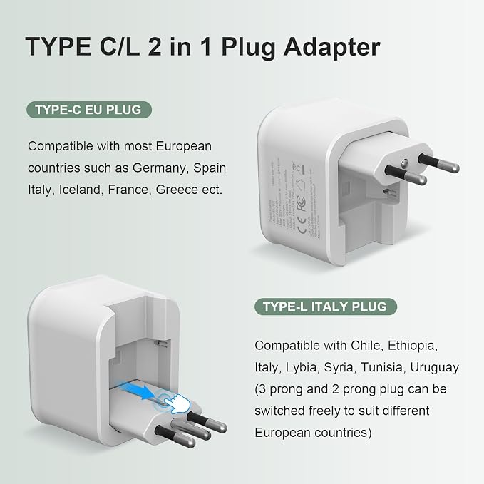 European Travel Plug Adapter, Foldable Power Adapter - Image 4