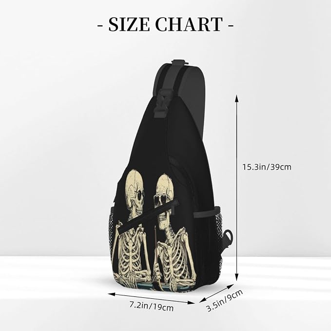 SUPLUCHOM Sling Bag Funny Skeleton Hiking Daypack Crossbody Shoulder Backpack - Image 3