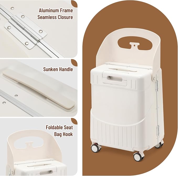 22 Inch TSA Lock Luggage with Seat - Image 5