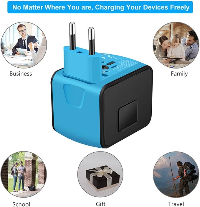 Universal International Travel Power Adapter W/Smart High Speed 2.4A 4xUSB Wall - Image 4