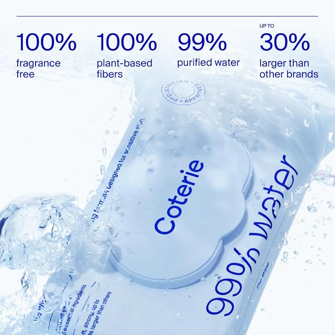 Coterie Baby Wipes for Sensitive Skin, Plant-Based and Plastic-Free Fibers - Image 2