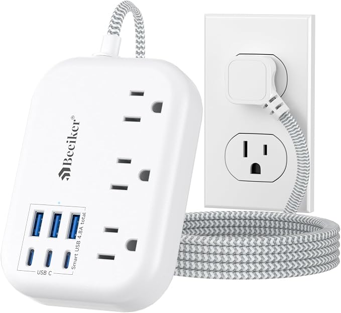 6 USB Power Strip- Travel Power Strip by Beeiker