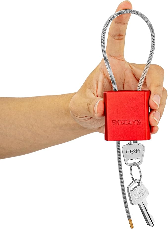 Adjustable Cable Padlock with 3 Keys | 1.15ft L x 1/6in D Aluminum Steel Cable by BOZZYS