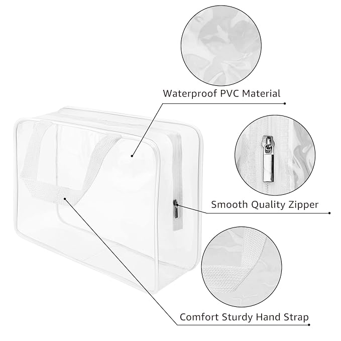5Pcs Crystal Clear PVC Travel Toiletry Bag Kit - Image 3