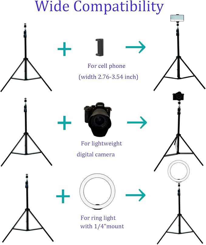 Up to 82.6 Inch Tall Tripod for Cell Phone and Lightweight Camera, Super Tall - Image 3