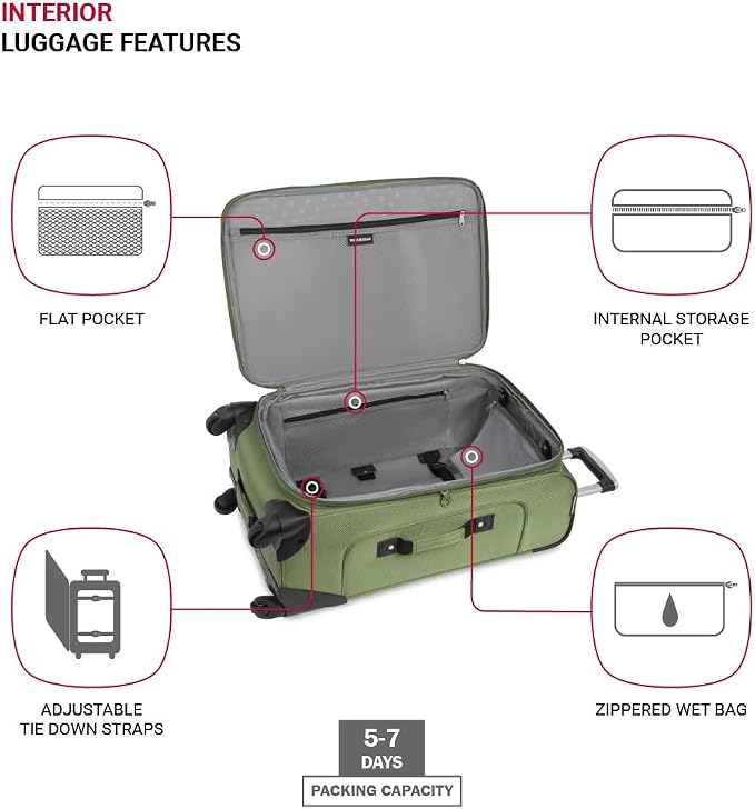 SwissGear Sion Softside Expandable Luggage, Checked-Medium 25-Inch - Image 4
