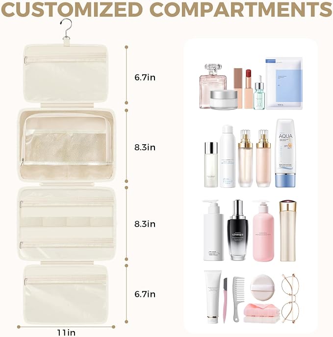 Toiletry Bag For women, Portable Hanging Organizer, 4 Leakproof Compartment for - Image 2