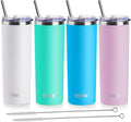koodee 20 oz Tumbler with Lid and Straw -4 Pack Insulated Skinny Tumblers by koodee