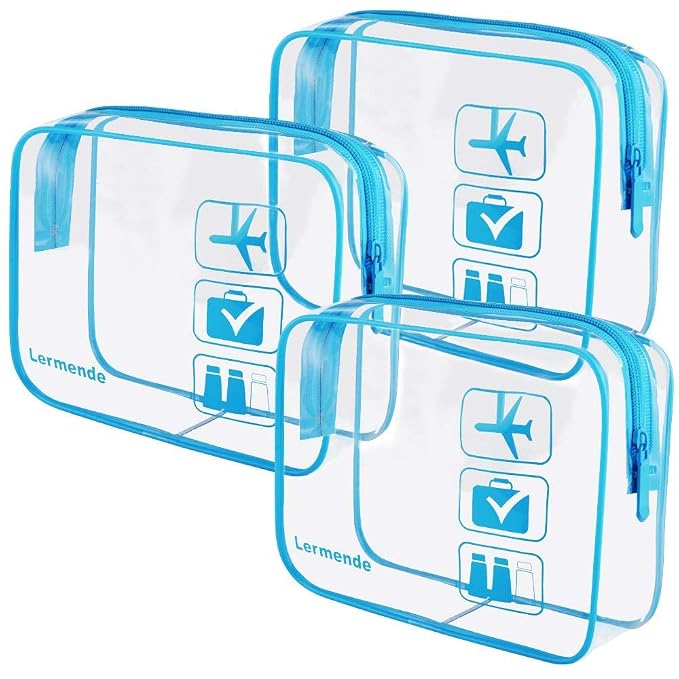 Lermende 2pcs Clear Toiletry Bag TSA Approved Travel Bag, Carry On by Lermende