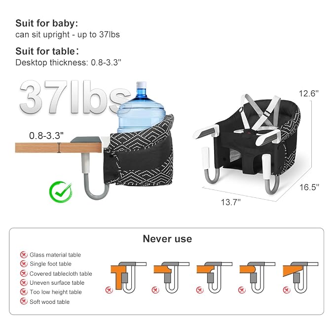 MTWML Hook On High Chair with Tray, Portable Baby High Chair That Attaches to - Image 3