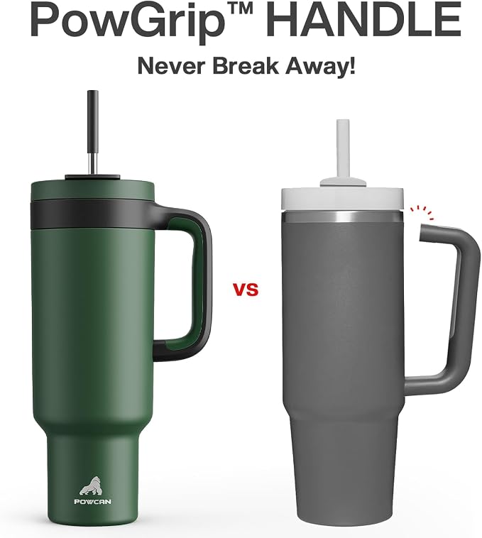 POWCAN 50 oz Tumbler with Handle, 2-in-1 Straw and Sip Lid, Dishwasher Safe - Image 3