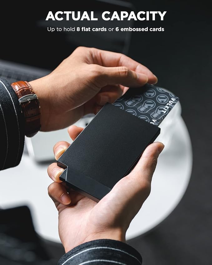 VULKIT Pop up Card Holder Minimalist Credit Card Holder RFID Blocking Slim - Image 2