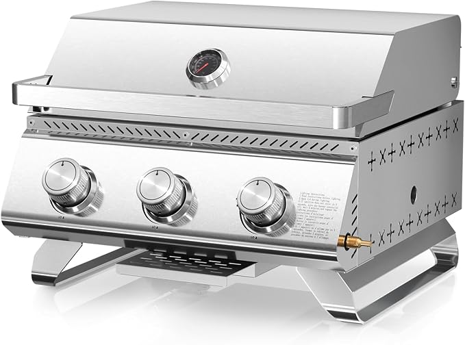 R.W.FLAME Premium 3 Burner Tabletop Propane Gas Grill Stainless Steel Portable by RWFLAME