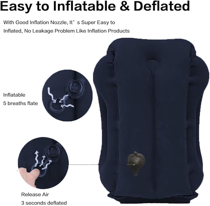 Inflatable Travel Pillow for Airplane, Inflatable Neck Air Pillow for Sleeping - Image 4