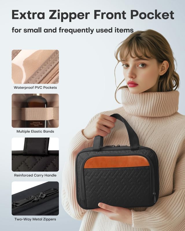 HOTOR Travel Toiletry Bag for Women & Men, Waterproof Makeup Bag - Image 5