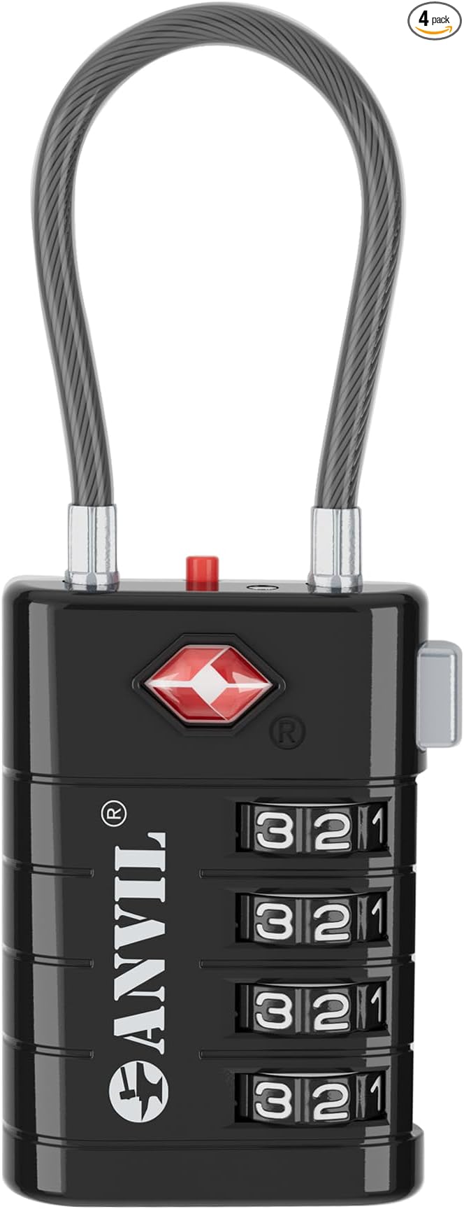 ANVIL 4 Digit Luggage Locks, TSA Locks by ANVIL