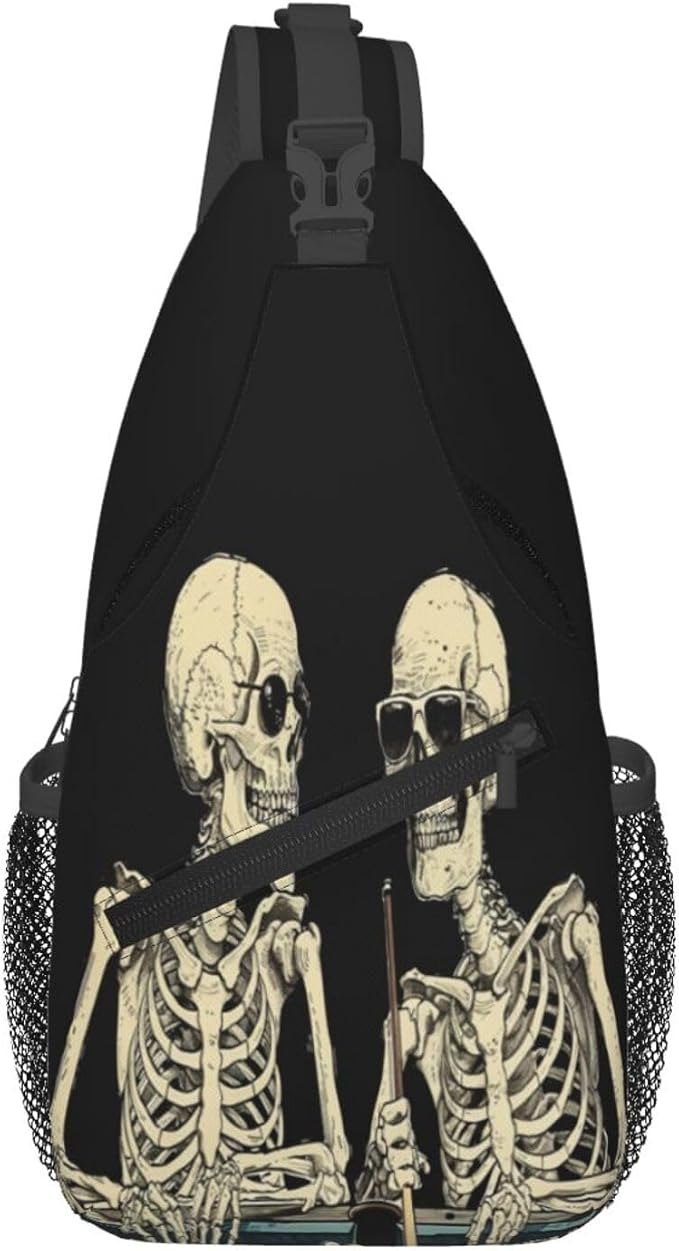 SUPLUCHOM Sling Bag Funny Skeleton Hiking Daypack Crossbody Shoulder Backpack - Image 2